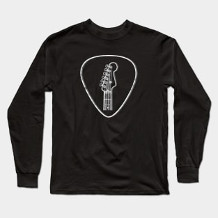 S-Style Guitar Headstock Outlines Guitar Pick Dark Theme Long Sleeve T-Shirt